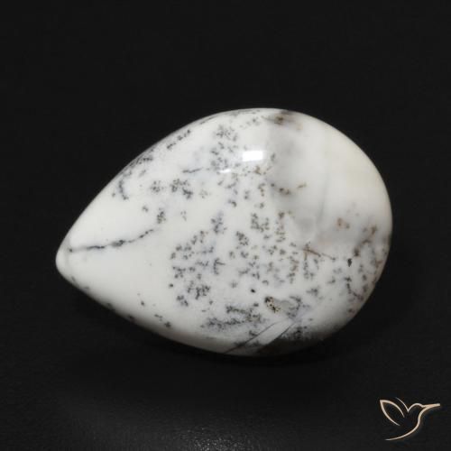 3.81ct طبيعي أبيض مع أسود عقيق شجيري, شكل الكمثرى, غير شفاف