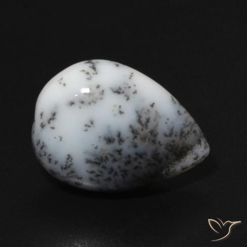 4.35ct طبيعي أبيض مع أسود عقيق شجيري, شكل الكمثرى, غير شفاف