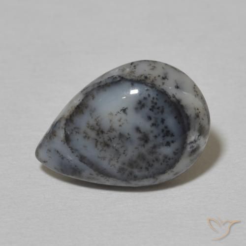 2.90ct طبيعي أبيض مع أسود عقيق شجيري, شكل الكمثرى, غير شفاف
