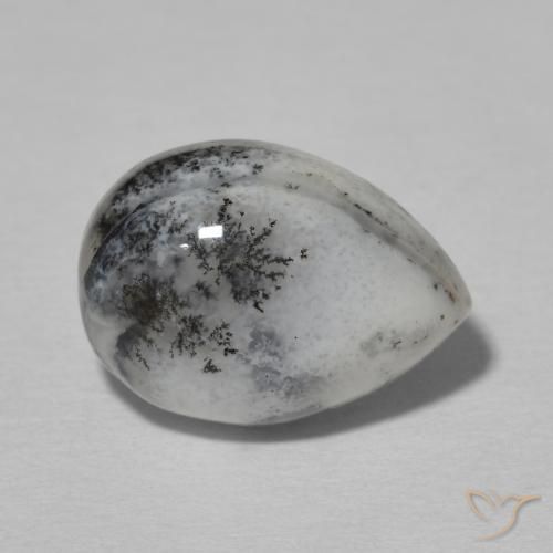 4.99ct طبيعي أبيض مع أسود عقيق شجيري, شكل الكمثرى, غير شفاف