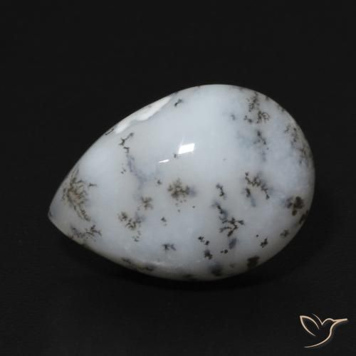 5.47ct طبيعي أبيض مع أسود عقيق شجيري, شكل الكمثرى, غير شفاف
