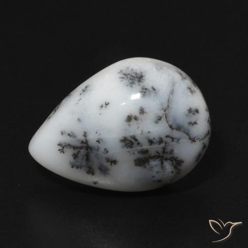 4.97ct طبيعي أبيض مع أسود عقيق شجيري, شكل الكمثرى, غير شفاف