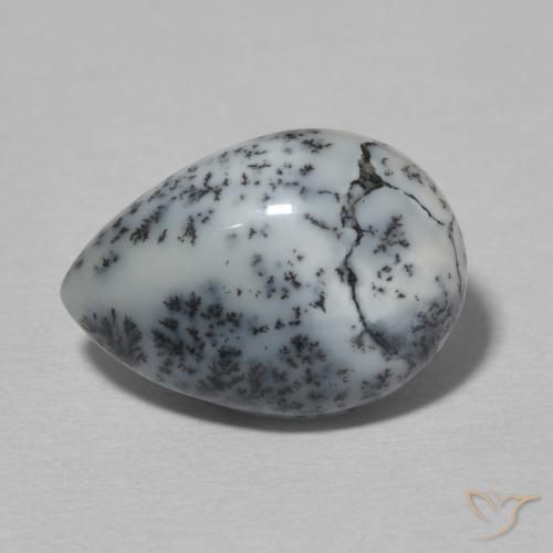 3.82ct طبيعي أبيض مع أسود عقيق شجيري, شكل الكمثرى, غير شفاف