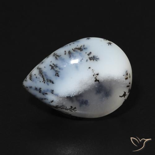 3.60ct طبيعي أبيض متعدد الألوان عقيق شجيري, شكل الكمثرى, غير شفاف