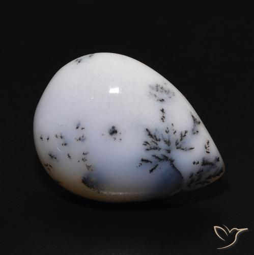 9.77ct طبيعي أبيض مع أسود عقيق شجيري, شكل الكمثرى, غير شفاف