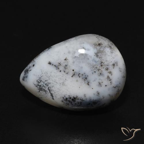 3.56ct طبيعي أبيض مع أسود عقيق شجيري, شكل الكمثرى, غير شفاف