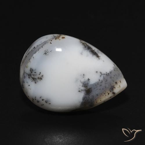 8.28ct طبيعي أبيض مع أسود عقيق شجيري, شكل الكمثرى, غير شفاف