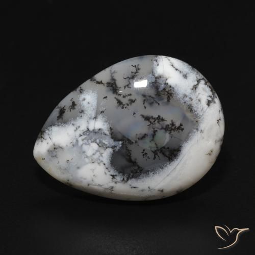 7.52ct طبيعي أبيض مع أسود عقيق شجيري, شكل الكمثرى, غير شفاف