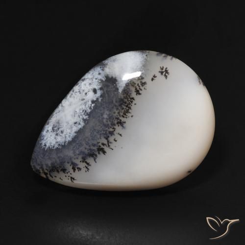 10.56ct طبيعي أبيض مع أسود عقيق شجيري, شكل الكمثرى, غير شفاف