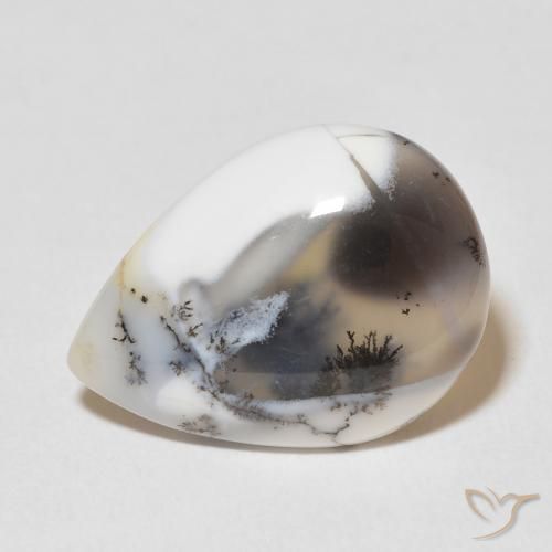 9.48ct طبيعي أبيض مع أسود عقيق شجيري, شكل الكمثرى, غير شفاف
