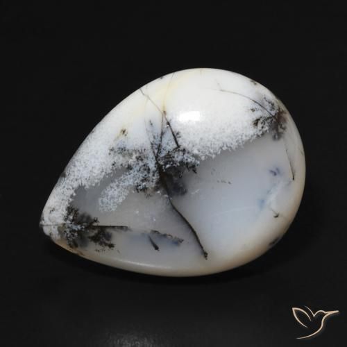 11.47ct طبيعي أبيض متعدد الألوان عقيق شجيري, شكل الكمثرى, غير شفاف