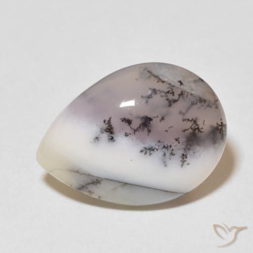 8.55ct طبيعي أبيض متعدد الألوان عقيق شجيري, شكل الكمثرى, غير شفاف