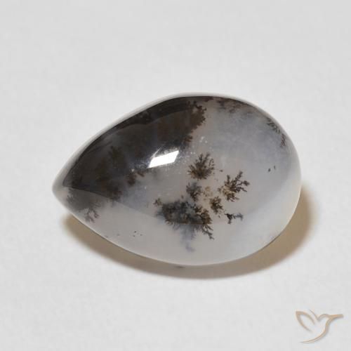 5.02ct طبيعي أبيض متعدد الألوان عقيق شجيري, شكل الكمثرى, غير شفاف