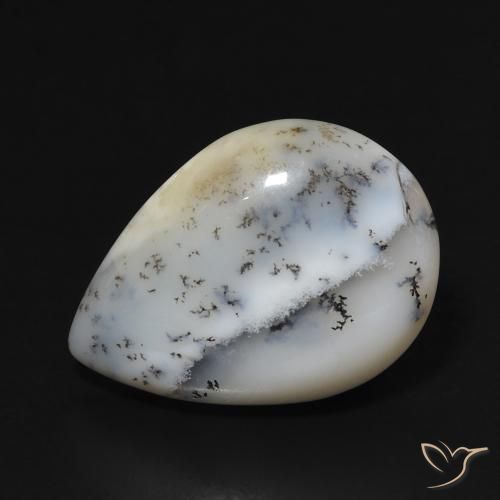 7.67ct طبيعي أبيض متعدد الألوان عقيق شجيري, شكل الكمثرى, غير شفاف