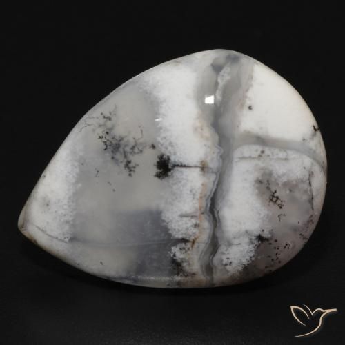 11.50ct طبيعي أبيض مع أسود عقيق شجيري, شكل الكمثرى, غير شفاف