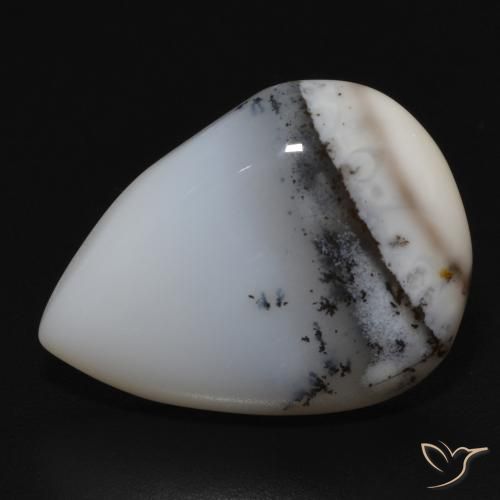 10.76ct طبيعي أبيض مع أسود عقيق شجيري, شكل الكمثرى, غير شفاف