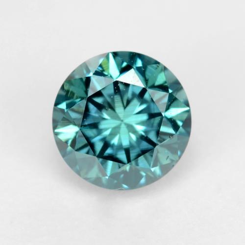 ألماس طبيعي بلون Vivid Greenish Blue، وزن ‎0.37‎ قيراط، شكل دائري، مقاس ‎4.44‎ مم