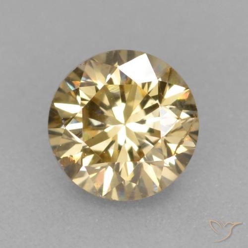 0.25ct طبيعي شمبانيا الماس, دائري, قليلا جدا