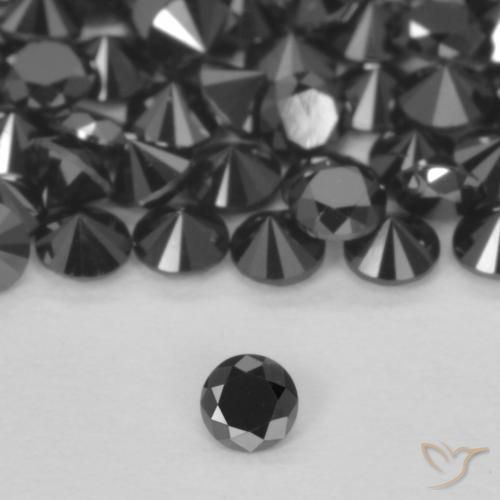 0.04ct طبيعي أسود الماس, دائري, غير شفاف