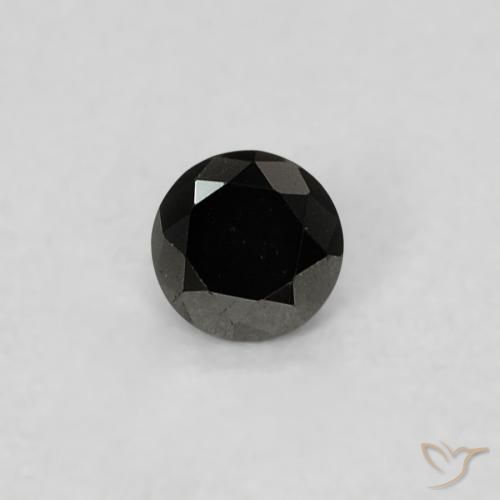 0.09ct طبيعي أسود الماس, دائري, غير شفاف