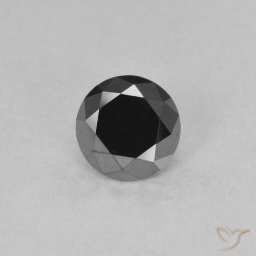 0.52ct طبيعي أسود الماس, دائري, غير شفاف