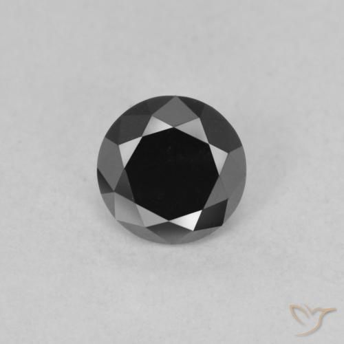 0.59ct طبيعي أسود الماس, دائري, غير شفاف