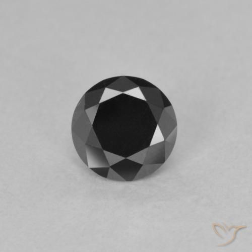 0.57ct طبيعي أسود الماس, دائري, غير شفاف