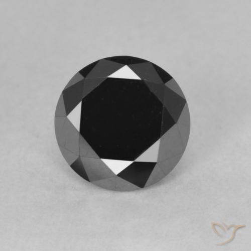 0.85ct طبيعي أسود الماس, دائري, غير شفاف