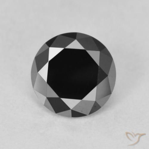 0.88ct طبيعي أسود الماس, دائري, غير شفاف