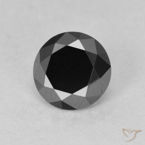 0.78ct طبيعي أسود الماس, دائري, غير شفاف