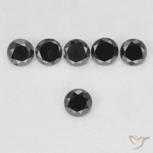 0.05ct طبيعي أسود الماس, دائري, غير شفاف