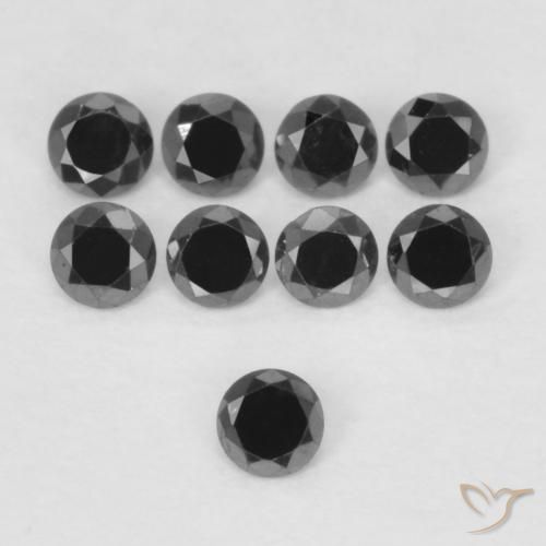 0.03ct طبيعي أسود الماس, دائري, غير شفاف