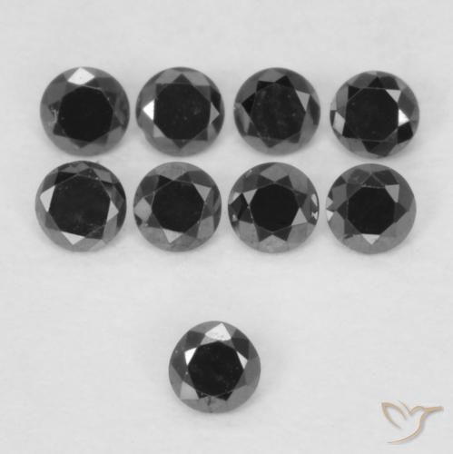0.02ct طبيعي أسود الماس, دائري, غير شفاف
