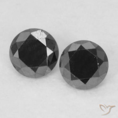 0.12ctw طبيعي أسود الماس, دائري, غير شفاف