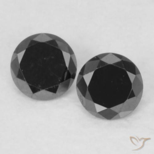 0.11ctw طبيعي أسود الماس, دائري, غير شفاف