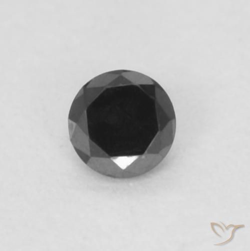 0.04ct طبيعي أسود الماس, دائري, غير شفاف