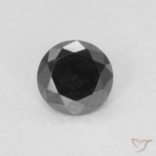 0.06ct طبيعي أسود الماس, دائري, غير شفاف