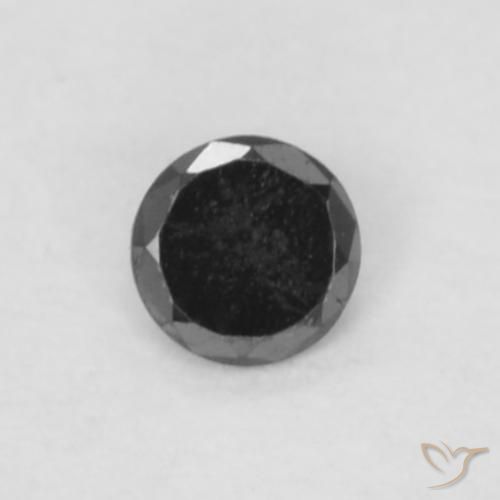 0.04ct طبيعي أسود الماس, دائري, غير شفاف