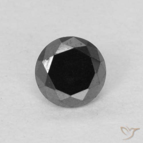 0.06ct طبيعي أسود الماس, دائري, غير شفاف