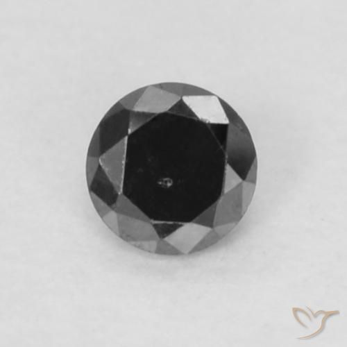 0.05ct طبيعي أسود الماس, دائري, غير شفاف