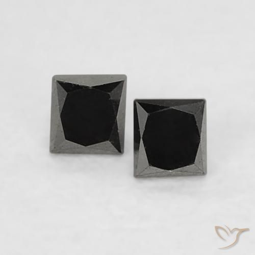 0.12ctw طبيعي أسود الماس, مربع, غير شفاف