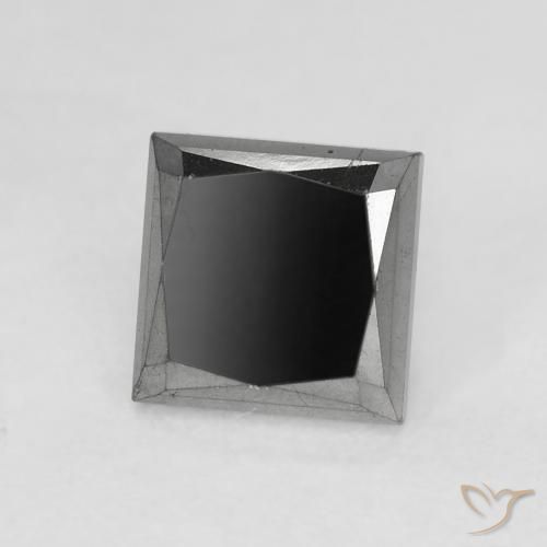 الماس أسود طبيعي، مربع، 0.98 قيراط، غير شفاف