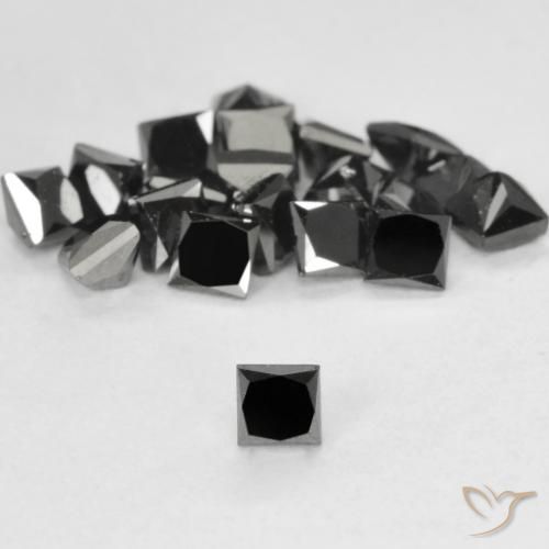 0.12ct طبيعي أسود الماس, مربع, غير شفاف