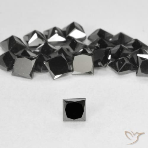 0.13ct طبيعي أسود الماس, مربع, غير شفاف
