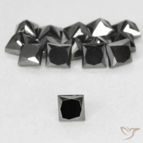 0.08ct طبيعي أسود الماس, مربع, غير شفاف