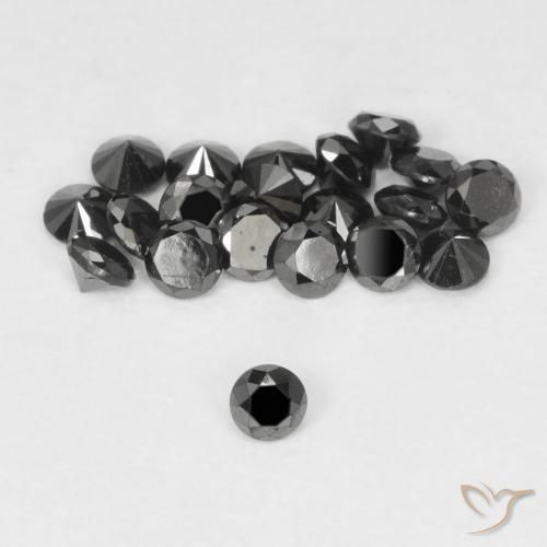 0.03ct طبيعي أسود الماس, دائري, غير شفاف