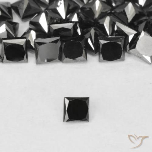 0.10ct طبيعي أسود الماس, مربع, غير شفاف
