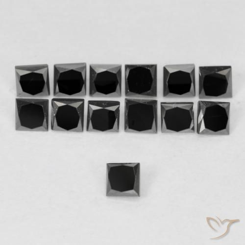 0.11ct طبيعي أسود الماس, مربع, غير شفاف