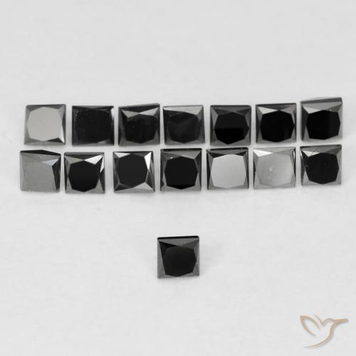 0.09ct طبيعي أسود الماس, مربع, غير شفاف