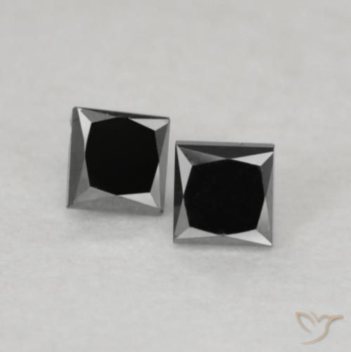 0.12ctw طبيعي أسود الماس, مربع, غير شفاف
